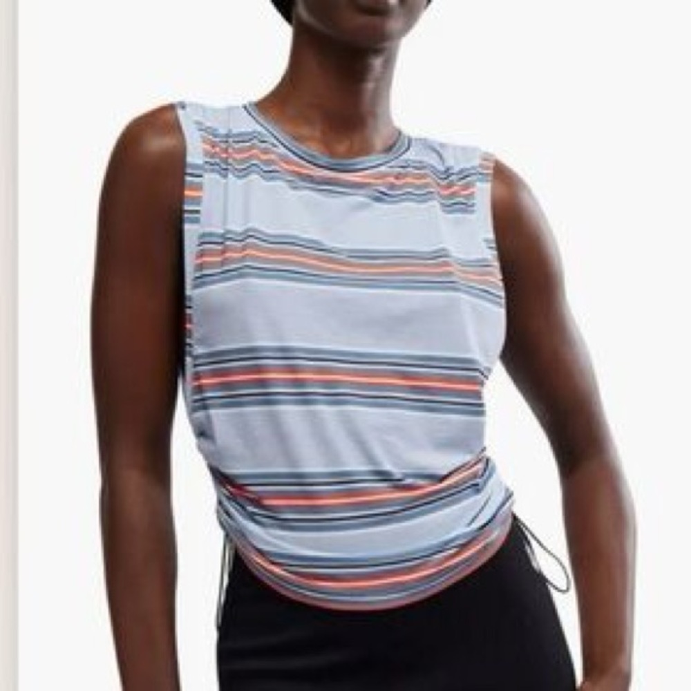 FP Movement by Free People Blue Striped Muscle Tee